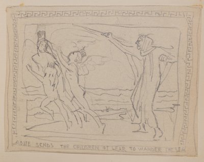 Aoife wysyła Dzieci Lira na wędrówkę po morzu (ołówek) autorstwa John Duncan