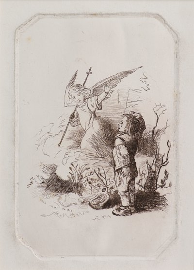 Chłopiec i Anioł (akwaforta) autorstwa John Duncan