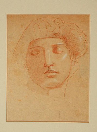 Głowa celtyckiego boga (kredka na papierze) autorstwa John Duncan