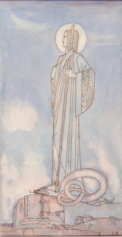 Św. Jerzy i smok (pióro i atrament) autorstwa John Duncan
