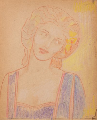 Bez tytułu [Średniowieczna postać kobieca] (ołówek) autorstwa John Duncan