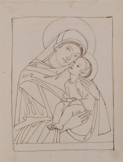 Bez tytułu [Dziewica i Dziecko] (pióro i atrament) autorstwa John Duncan