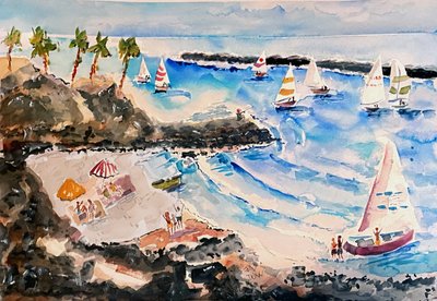 Tropikalne żaglówki na plaży autorstwa John Dunn