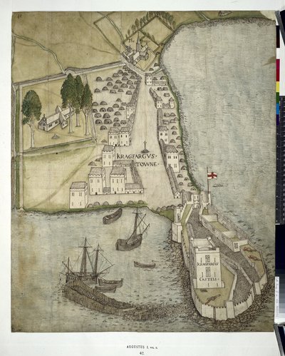 Bawełna MSS Augustus I ii 41 Plan Carrickfergus (Co. Antrim) 1612 (pióro i atrament z wash on paper) autorstwa John Dunstall