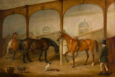 Tom of Lincoln i inżynier w stajniach w Newport Lodge, Melton Mowbray, Leicestershire, c.1852 (olej na płótnie) autorstwa John E. Ferneley