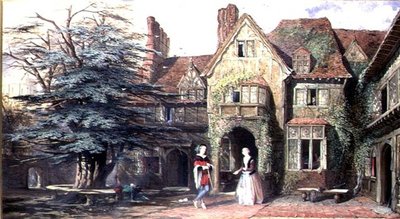 Na zewnątrz Stoke House, z figurami autorstwa John Edmund Buckley