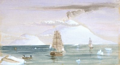 Wyspa Beauforta i góra Erebus. Odkryty 28 stycznia 1841 r. autorstwa John Edward Davis