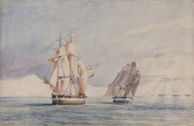 H.M. Statki Erebus i Terror na Morzu Rossa autorstwa John Edward Davis