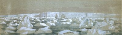 Część południowej bariery polarnej, 2 lutego 1841 r. (akwarela) autorstwa John Edward Davis