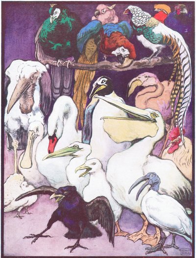 „W końcu farba była prawie cała zużyta”, ilustracja z „The Angel Artist”, z „Animal Legends from Many Lands”, wydanej przez Raphael Tuck & Sons Ltd. (kolor lito) autorstwa John Edwin Noble