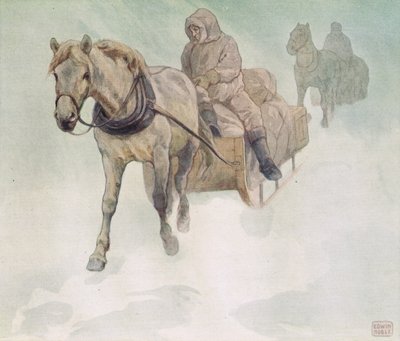 Sanie konne, ilustracja z „Pomocnicy bez rąk” Gladys Davidson, wydanej w 1919 r. (kolor litho) autorstwa John Edwin Noble