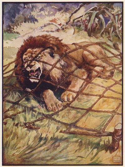 Lew i mysz (kolor lito) autorstwa John Edwin Noble