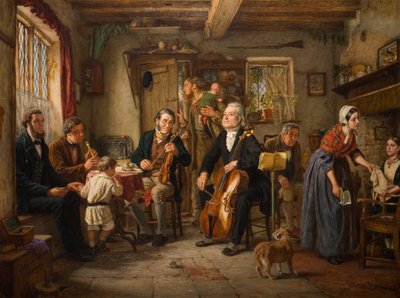 Próba filharmoniczna w wiejskim domu, 1860 autorstwa John Evan Hodgson