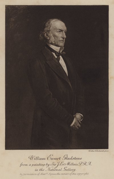 William Ewart Gladstone, brytyjski liberalny mąż stanu i premier (fotograwiura) autorstwa John Everett (after) Millais