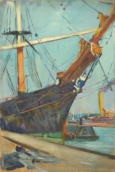 Żaglowiec, koniec XIX - połowa XX wieku (olej na papierze) autorstwa John Everett
