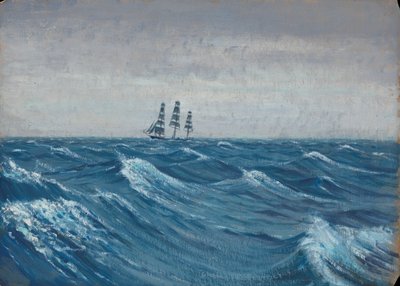 Żaglowiec, koniec XIX - połowa XX wieku (olej na papierze) autorstwa John Everett