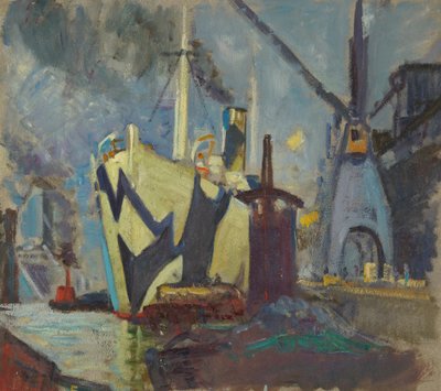 Statek w dokach, koniec XIX - połowa XX wieku (olej na papierze) autorstwa John Everett