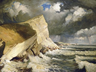 Lulworth Creek, w Dorset (Anglia). Olej na płótnie autorstwa Herberta Barnarda Johna Everetta (1876-1949) autorstwa John Everett