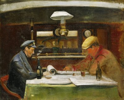 Na pokładzie "Birkdale", salonu z kapitanem Walmsleyem i jego drugim dowódcą, panem Macwattersem, statek ten transportował azotan do wybrzeży Chile w latach 1892-1927 autorstwa John Everett