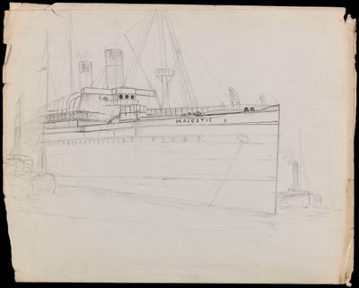 PAH1223; Szkic liniowca pasażerskiego Majestic (niedokończony) (rysunek) autorstwa John Everett