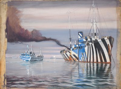 S.S. Lepanto i inny statek parowy, oba olśniewająco pomalowane, zakotwiczone na spokojnej wodzie autorstwa John Everett