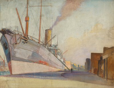 Statek do układania kabli "Telconia", ok. 1910-30 (olej na papierze) autorstwa John Everett