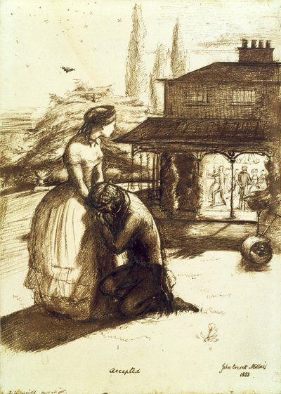 Przyjęte, 1853 (długopis i brązowy tusz na papierze) autorstwa John Everett Millais