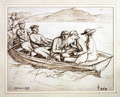 Mit o łososiu (pióro i tusz na papierze) autorstwa John Everett Millais