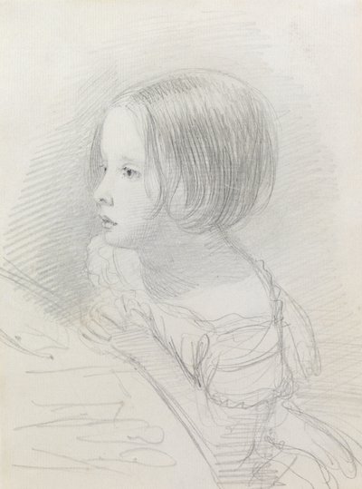 Szkic dziewczyny (ołówek) autorstwa John Everett Millais