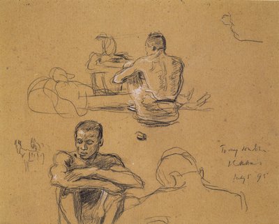 Study for The Last Trek, 1895 (węgiel na brązowej tablicy artysty) autorstwa John Everett Millais