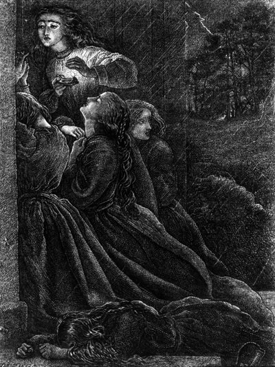 Pięć głupich dziewic, ilustracja z „Przypowieści naszego Pana i Zbawiciela Jezusa Chrystusa”, 1864 autorstwa John Everett Millais