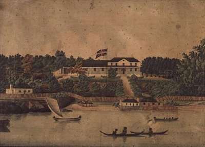 Pierwszy Dom Rządowy, Sydney, c.1807 (akwarela) autorstwa John Eyre