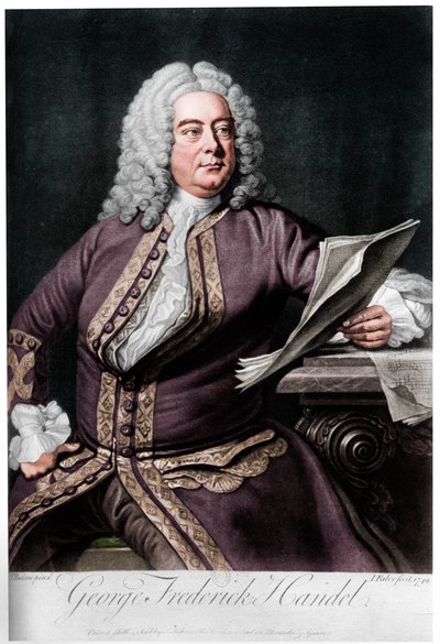 George Frideric Handel, urodzony w Niemczech brytyjski kompozytor barokowy, 1749 autorstwa John Faber the younger