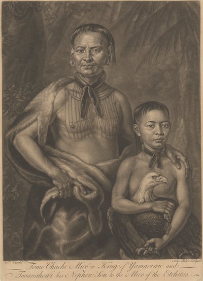 Tomo Chachi Mico, czyli król Yamacraw, i Tooanahowi [sic], jego siostrzeniec autorstwa John Faber the younger
