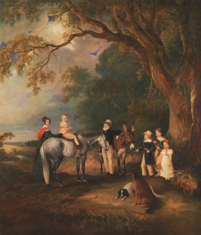 Panna Catherine Herrick ze swoimi siostrzenicami i siostrzeńcami, pięciorgiem starszych dzieci wielebnego i panią Henry Palmer autorstwa John Ferneley