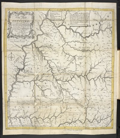 Mapa Kentucky, w Odkryciu, osadzie i obecnym stanie Kentucke autorstwa John Filson