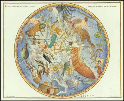 1776 - John Flamsteed - Planisphere des Etoiles Australes autorstwa John Flamsteed