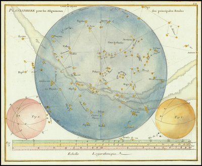1776 - John Flamsteed - Planisphere for the Alignments of the Principal Stars (Planisfera dla ustawienia głównych gwiazd) autorstwa John Flamsteed