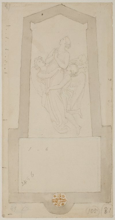 Zmarły duch podniesiony przez dwa anioły autorstwa John Flaxman