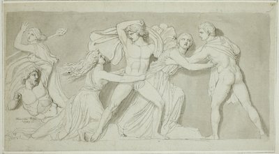 Amphion i Zethus ratujący swoją matkę Antiope przed furią Dirce i Lycusa autorstwa John Flaxman