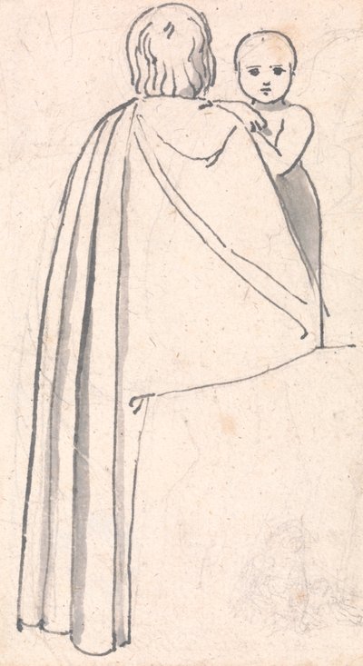 Widok z tyłu kobiety z dzieckiem patrzącej przez ramię autorstwa John Flaxman