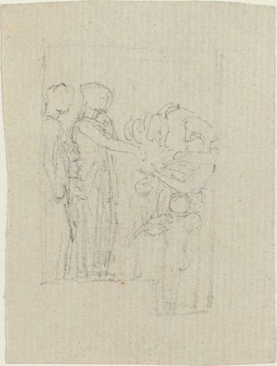 Żebracy u drzwi (studium dla pomnika Yarborough) autorstwa John Flaxman