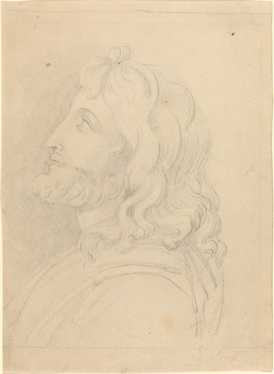 Popiersie brodatego mężczyzny patrzącego w górę autorstwa John Flaxman