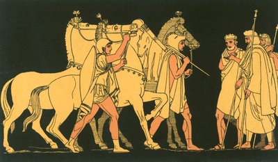 Diomed i Odyseusz, wracając z łupami z Rhesus autorstwa John Flaxman