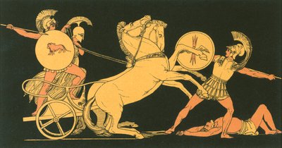 Diomed rzuca swoją włócznią przeciwko Aresowi autorstwa John Flaxman