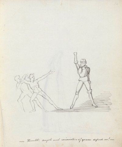 Mała wioska. aniołowie i słudzy łaski bronią nas!, 1783 (pióro, atrament i pranie na papierze) autorstwa John Flaxman