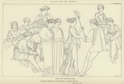 Hezjod i muzy autorstwa John Flaxman