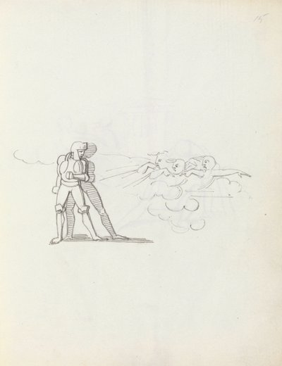 John Philip Kemble jako Hamlet, 1783 (pióro, tusz i pranie na papierze) autorstwa John Flaxman