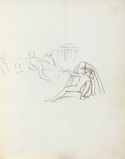 John Philip Kemble jako Hamlet, 1783 (pióro, tusz i pranie na papierze) autorstwa John Flaxman