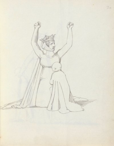 Pani Siddons jako Constance, 1783 (pióro, tusz i pranie na papierze) autorstwa John Flaxman